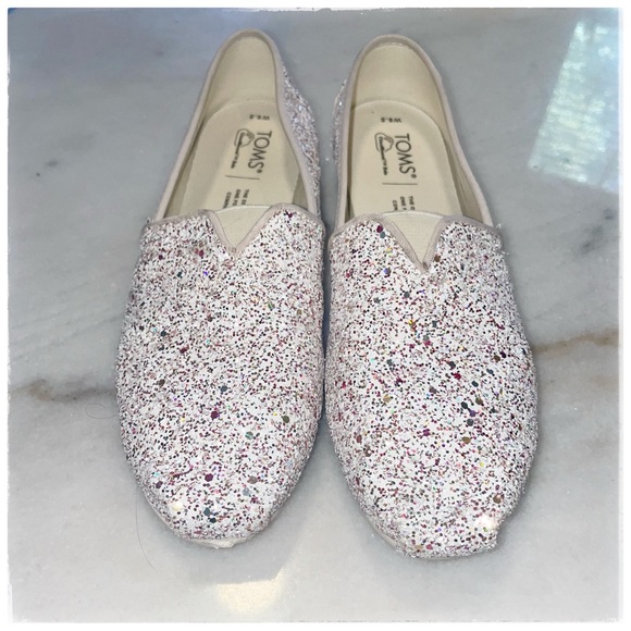TOMS Ash Canvas Women’s Classic Natural Glitter Size 6.5 - Picture 3 of 5